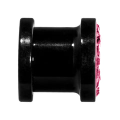 0G Pink Ferido Crystal Acrylic Screw Fit Tunnel