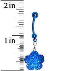 Sapphire Blue Flower Dangle Belly Ring