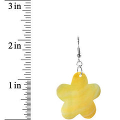 Yellow Mother of Pearl Flower Earrings