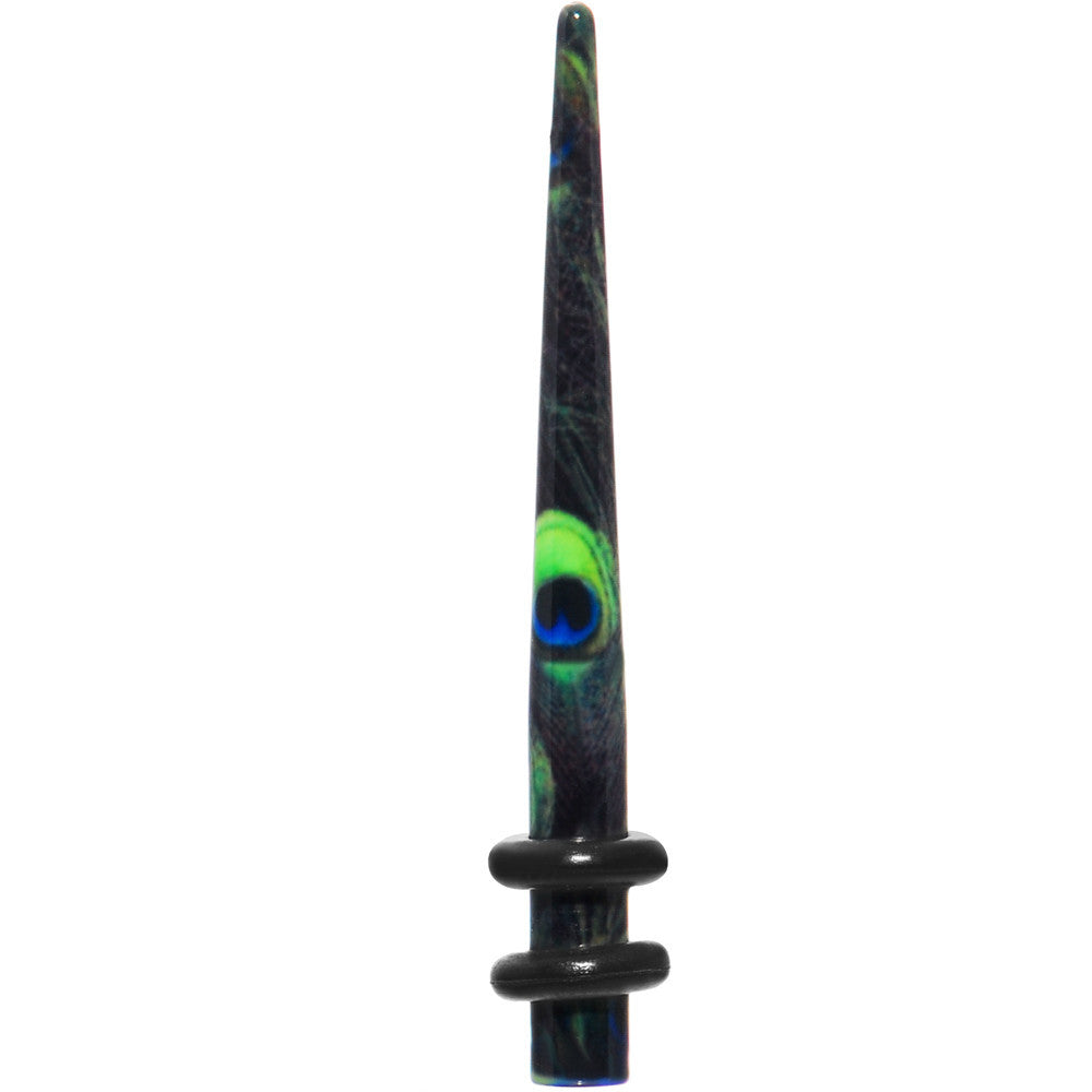 8G Peacock Feathers Acrylic Taper