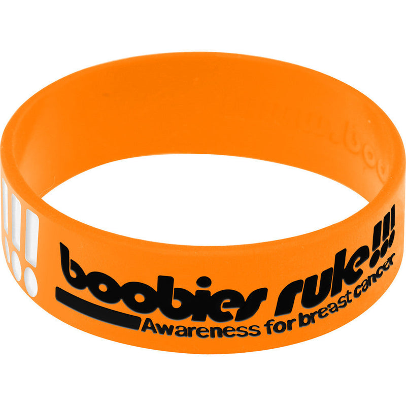 Orange White Boobies Rock Breast Cancer Bracelet