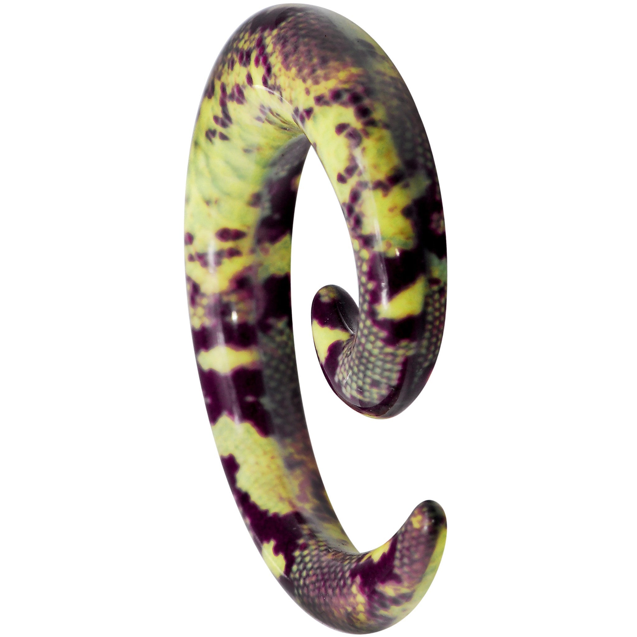 0G Green Snake Skin Acrylic Spiral Taper
