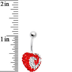 Cosmic Swirl Red Heart Sparkler Belly Ring
