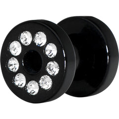4G Black Acrylic with Clear Jeweled Flesh Tunnel