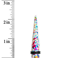 00G Acrylic Rainbow Bubblegum Spatter Straight Taper