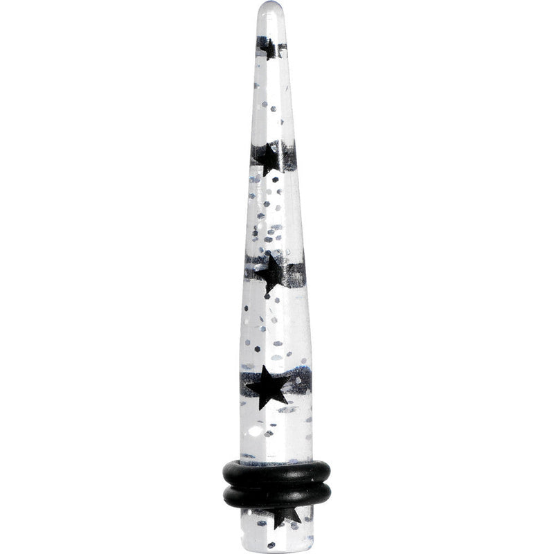4G Clear Acrylic Glitter Black Star Confetti Taper