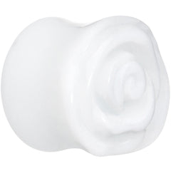 9/16 White Rose Flower Acrylic Saddle Plug