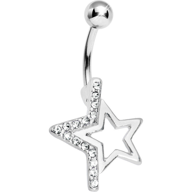 Clear Gem Super Star Punch Out Belly Ring