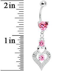 Pink Gem Lavish Heart Drops Belly Ring
