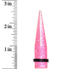 9/16 Pink Acrylic Silver Glitter Taper