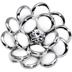 White Enamel Blooming Flower Adjustable Ring
