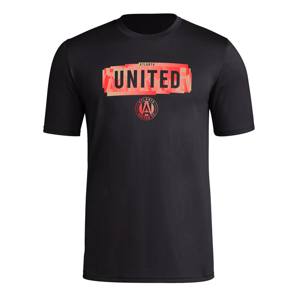 adidas Mens Size FC Short Sleeve Pre-Game T-Shirt Black/Atlanta United Small Tall