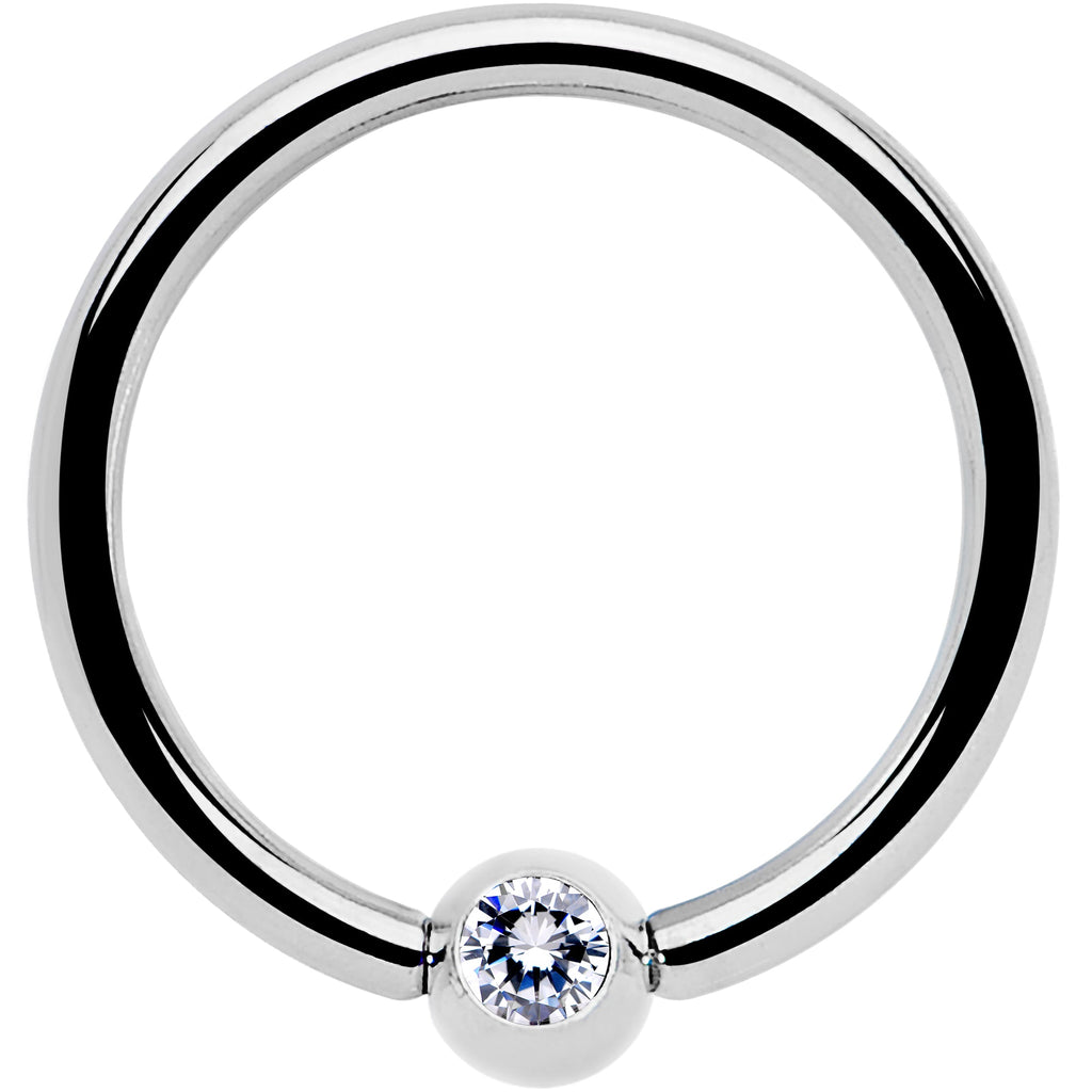 16G 3/8 Clear Crystal BCR Captive Ring