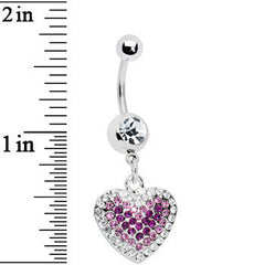 Crystalline Gem Violet Paved Heart Belly Ring