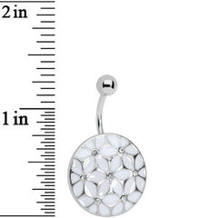 White Pocketful of Posie Flower Belly Ring