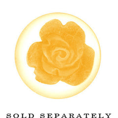 00G Clear Acrylic Yellow Floating Rose Flower Saddle Plug