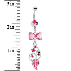 Pink Enamel Bowtie Winding Vine Belly Ring