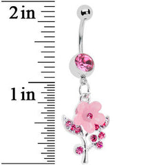 Pink Springtime Pansy Flower Belly Ring