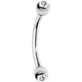 16G 3/8 Clear Gem Internally Threaded Eyebrow Ring