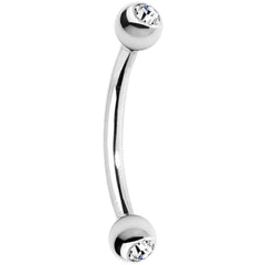 16G 3/8 Clear Gem Internally Threaded Eyebrow Ring