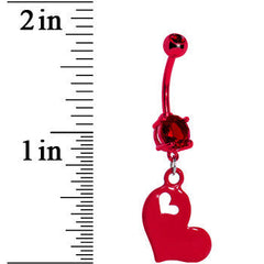 True Love Red Heart Dangle Belly Ring