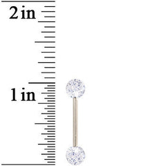 Grade 23 Solid Titanium Clear Glitter Acrylic Barbell Tongue Ring