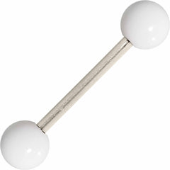 Grade 23 Solid Titanium Flat White Acrylic Barbell Tongue Ring