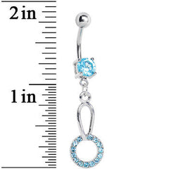 Aqua Gem Paved Circular Loop Belly Ring