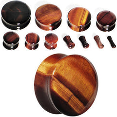 4G Red Tiger Eye Natural Stone Plug