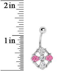 Crystalline Gem Pink Kingdom Cross Belly Ring