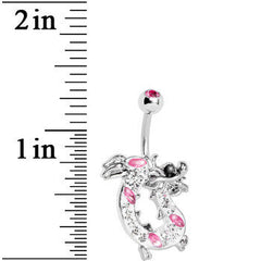 Pink Gem Lucky Chinese Dragon Belly Ring