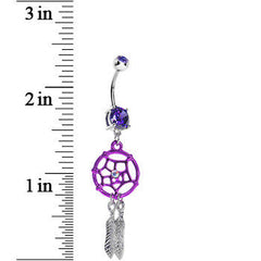 Violet Gem Neon Web Dreamcatcher Belly Ring