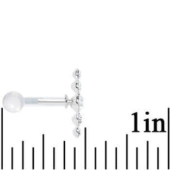White Acrylic 925 Silver Clear Gem Left Cartilage Earring
