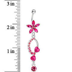 Pink Gem Flirty Flower Drop Belly Ring