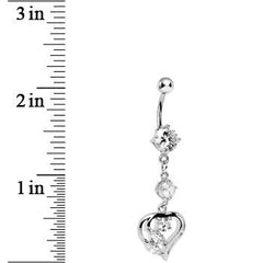 Clear Gem Embellished From the Heart Dangle Belly Ring