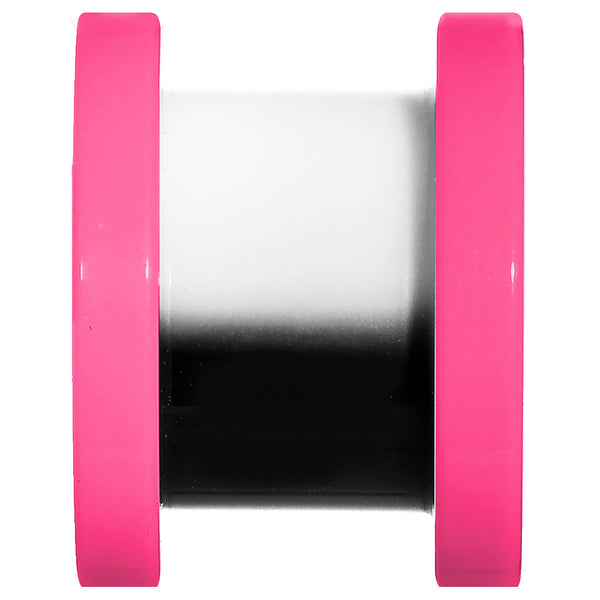00G Pink Neon Acrylic Modern Yin Yang Screw Fit Tunnel Plug