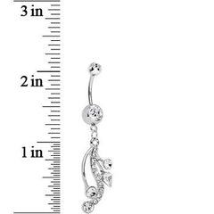 Clear Gem Swirling Bubbles Dangle Belly Ring