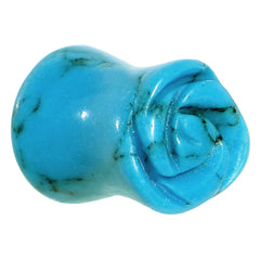0G Natural Blue Turquoise Blooming Flower Stone Saddle Plug