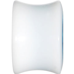 9/16 White Acrylic Aqua Metallic Rose Flower Plug