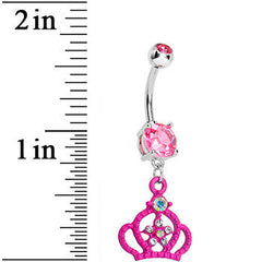 Pink Gem Princess Crown Belly Button Ring