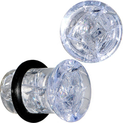 0G Clear Crackled Glass Acrylic Plug