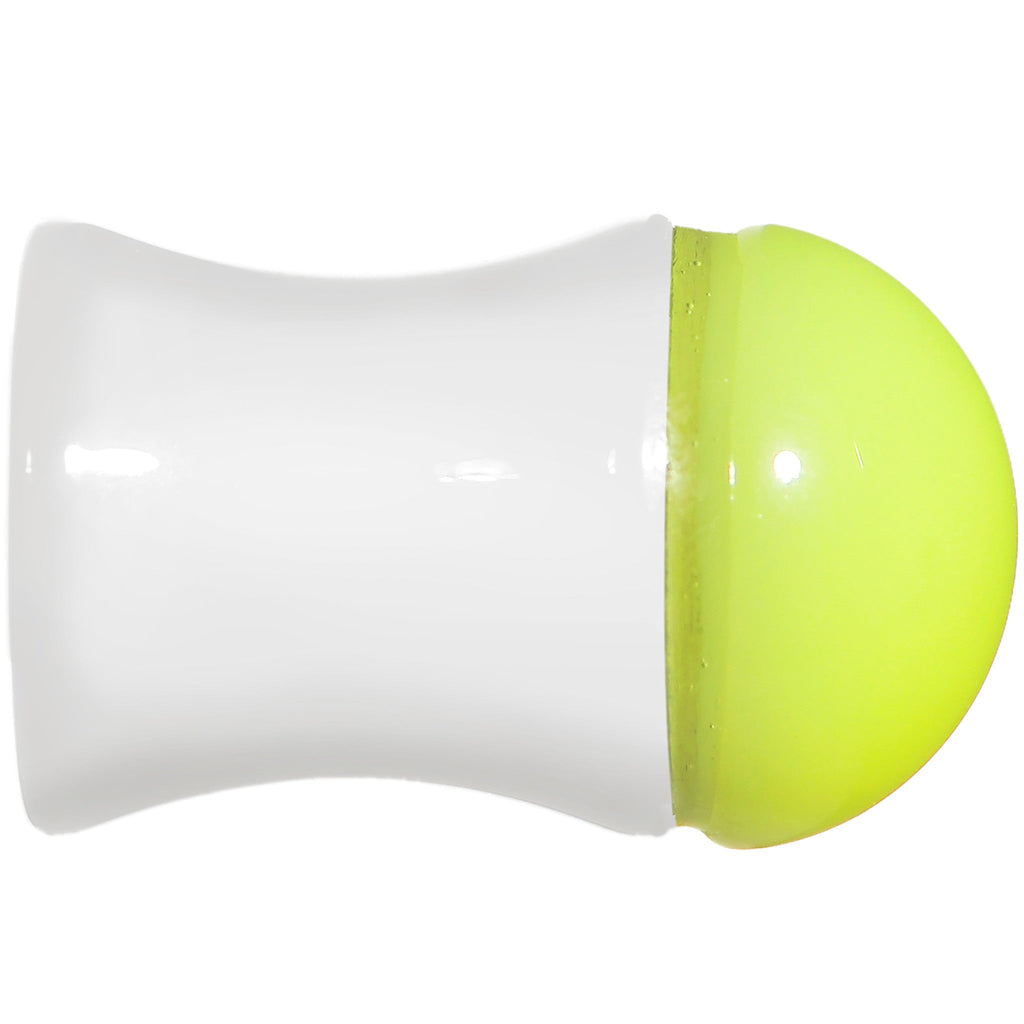 0G White Neon Yellow Acrylic Saddle Plug