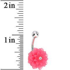 Crystalline Gem Pink Neon Carnation Belly Ring