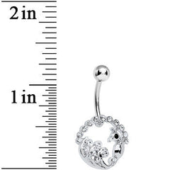 Crystalline Gem Paved Preening Peacock Belly Ring