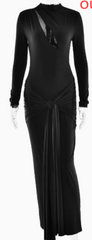 Split Hollow Long Sleeve Dress