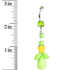 Light Green Yellow Gem Neon Leaf Vine Dangle Belly Ring