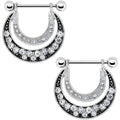 14G 5/8 Clear Gem Radiant Moonlit Night Nipple Shield Set