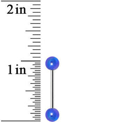 Blue Metallic Acrylic Barbell Tongue Ring