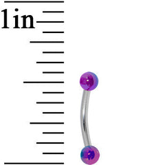 16G Metallic Acrylic Purple Curved Eyebrow Ring