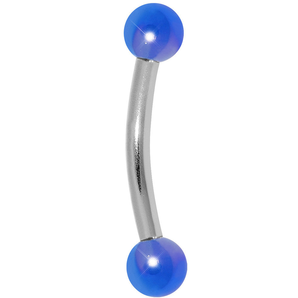 16G Metallic Acrylic Blue Curved Eyebrow Ring